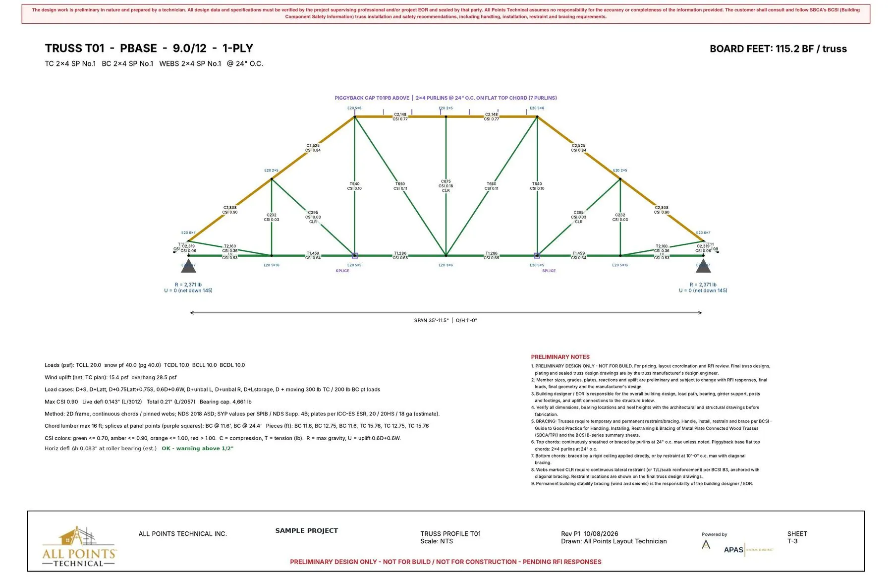T01 · Common truss with design output